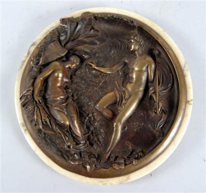 English bronze relief plaque   