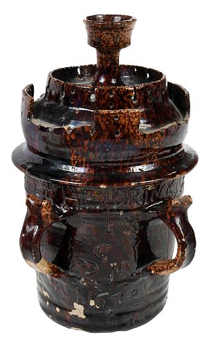 ENGLISH BROWN GLAZED AND DATED