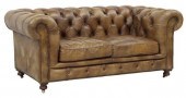 ENGLISH BROWN LEATHER CHESTERF