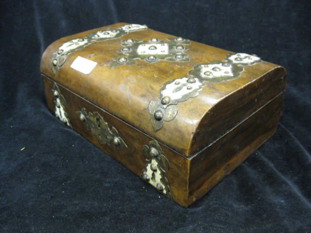 English Burl & Ivory Dresser Box