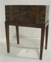 English burl walnut brass boun