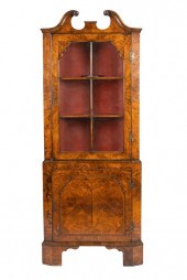 ENGLISH BURL WALNUT CORNER CAB