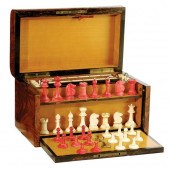 English burl walnut game box w