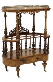 ENGLISH BURLED WALNUT CANTERBU