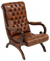 ENGLISH BUTTON-TUFTED LEATHER