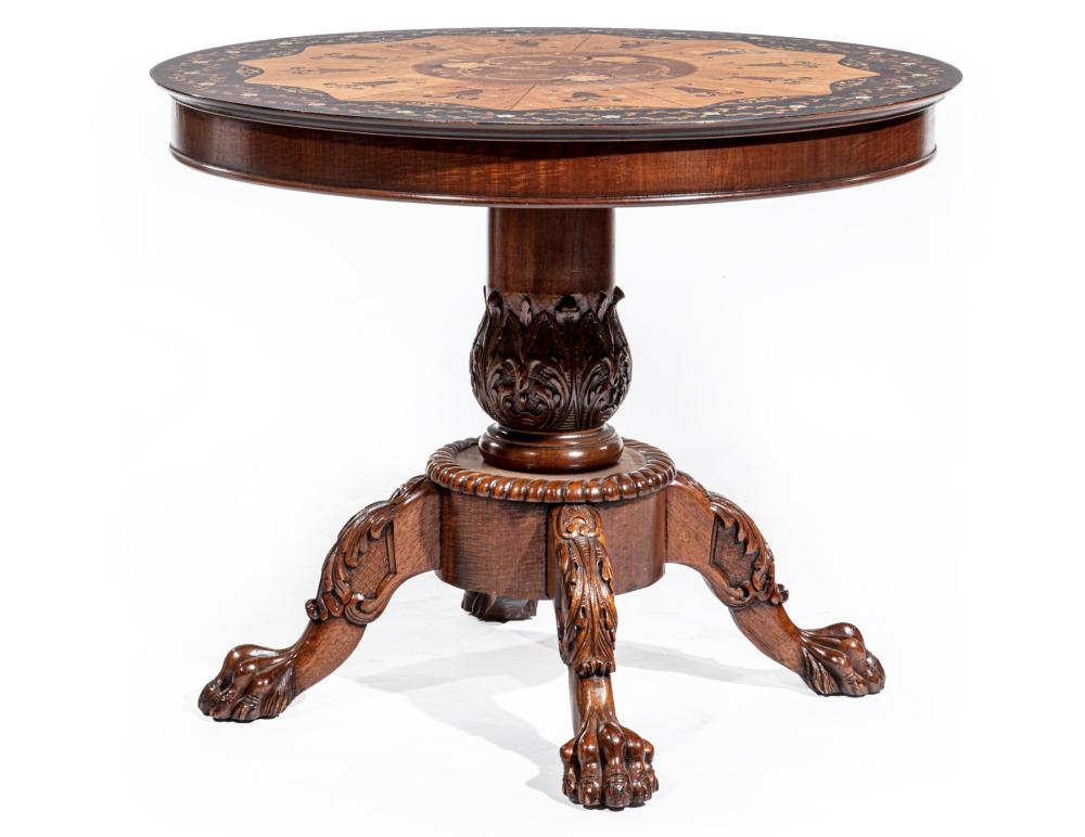 ENGLISH CARVED AND INLAID