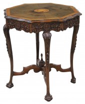 ENGLISH CARVED AND INLAID WALN
