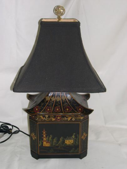 English Carved, Black-Lacquered,