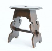 ENGLISH CARVED DARK OAK STOOLE