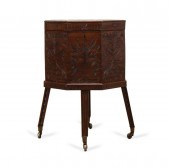 ENGLISH CARVED MAHOGANY CELLAR