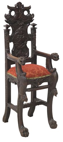 ENGLISH CARVED OAK ARMORIAL