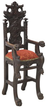 ENGLISH CARVED OAK ARMORIAL CH
