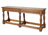 ENGLISH CARVED OAK BENCH19th c