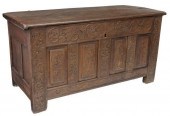 ENGLISH CARVED OAK COFFER/ BRI
