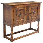 ENGLISH CARVED OAK CREDENZA CU