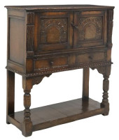 ENGLISH CARVED OAK CUPBOARD<br