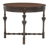 ENGLISH CARVED OAK DEMILUNE FL