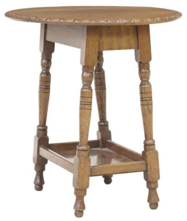 ENGLISH CARVED OAK DROP-LEAF SIDE