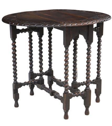 ENGLISH CARVED OAK DROP-LEAF SIDE