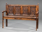 ENGLISH CARVED OAK HALL BENCHE