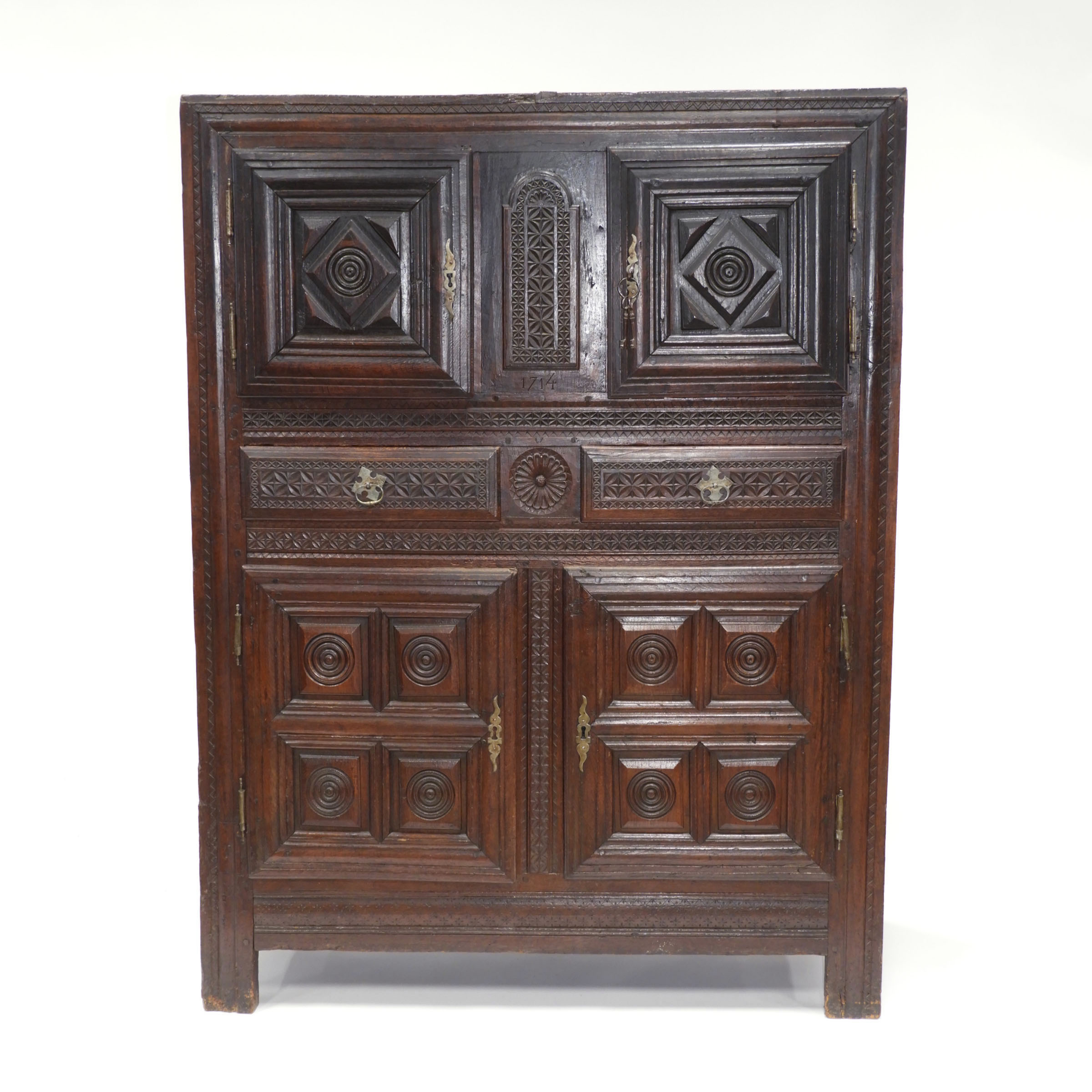 English Carved Oak High Dresser