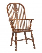 ENGLISH CARVED OAK HOOP-BACK W
