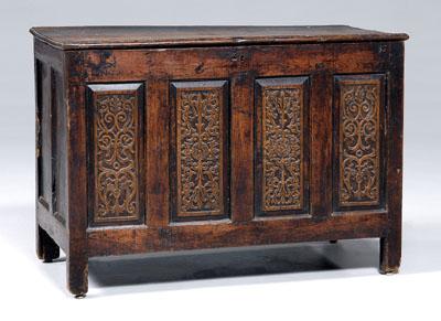 English carved oak lift-top