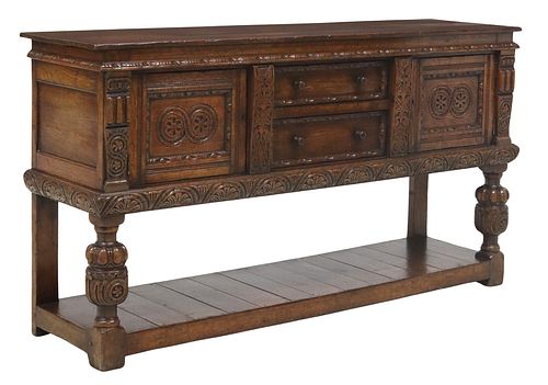 ENGLISH CARVED OAK SIDEBOARDEnglish