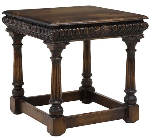 ENGLISH CARVED OAK SQUARE SIDE