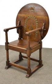 ENGLISH CARVED OAK TILT-TOP TA