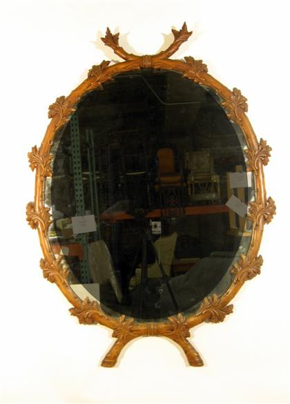 English carved pine mirror   