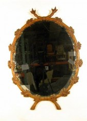 English carved pine mirror