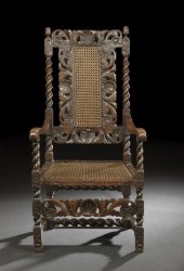 English Carved Walnut Armchair