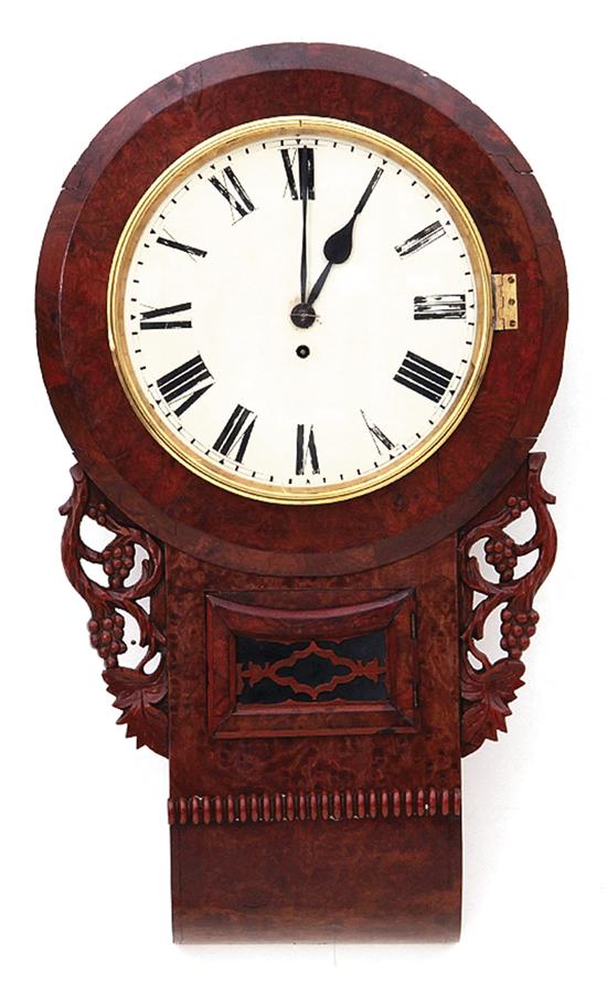 English carved walnut fusee wall