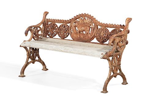 ENGLISH CAST IRON GARDEN BENCH,