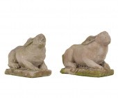 English cast stone hares, prob