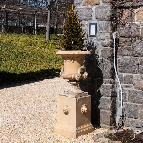 ENGLISH CAST TERRACOTTA URN ON