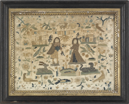 English Charles II silk and