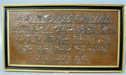 English copper relief plaque   