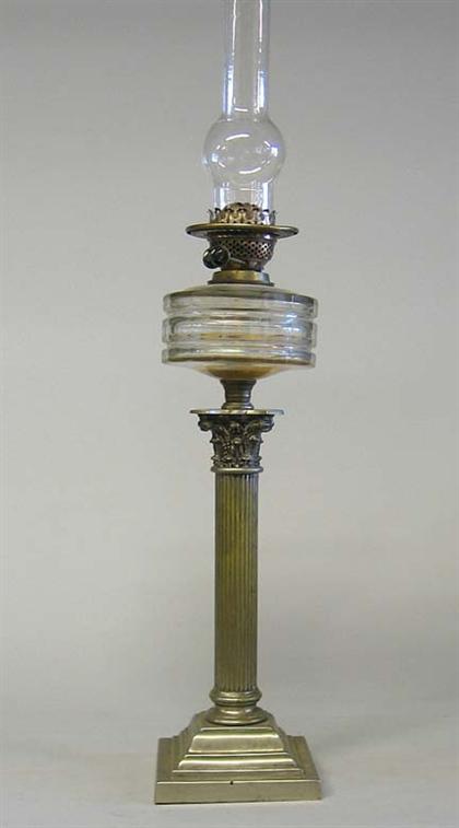English Corinthian column oil lamp