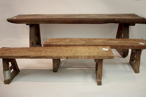 ENGLISH COUNTRY OAK TRESTLE TABLE &