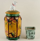 ENGLISH COVERED MAJOLICA VASE