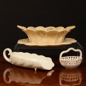 ENGLISH CREAMWARE BASKET AND U
