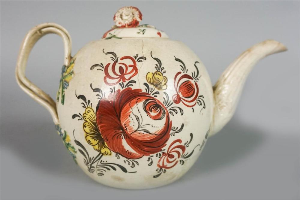 ENGLISH CREAMWARE TEAPOT, CIRCA