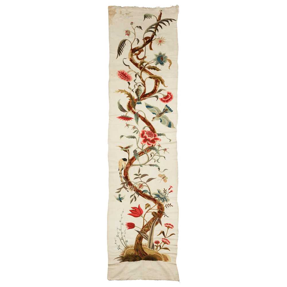 ENGLISH CREWEL WORK PANEL LATE 19TH