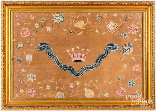 ENGLISH CREWELWORK EMBROIDERY, 19TH