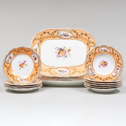 ENGLISH CUSTARD GROUND PORCELAIN