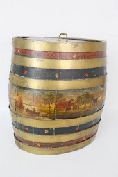 ENGLISH DECORATED OAK BRASS ST
