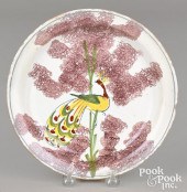 ENGLISH DELFT PEACOCK PLATE, E