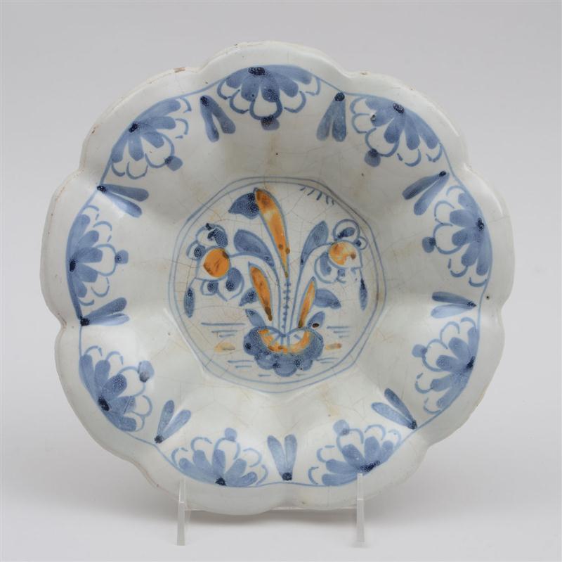 ENGLISH DELFT POLYCHROME LOBED DISH